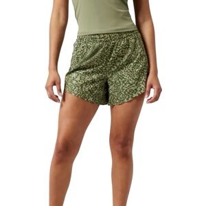 Athleta Green Clouded Leopard Hustle 3” Shorts Size Medium‎ Athletic Running